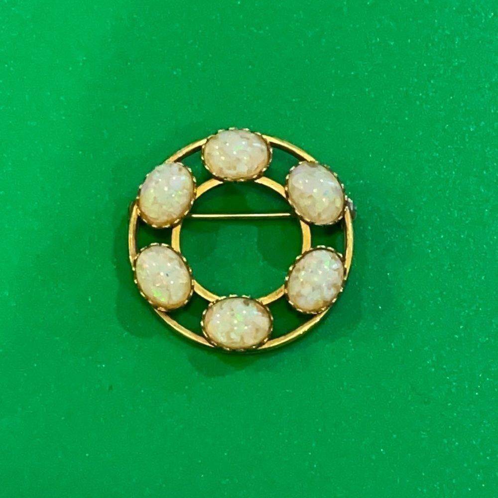 Vintage Catamore signed Opal Brooch 1/20 12k GF
